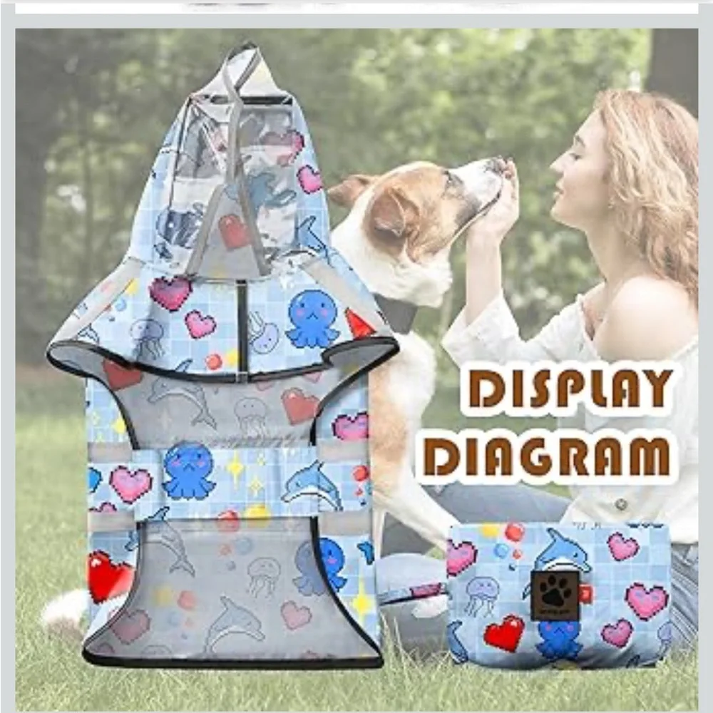 Eiaayer Dog Raincoat, Adjustable Rain Jacket With Hooded Double Layer XXL/402-1